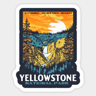 Yellowstone National Park - Lower Falls Vintage WPA Poster Style Sticker